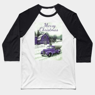 Purple vintage car movie style Merry Christmas Baseball T-Shirt